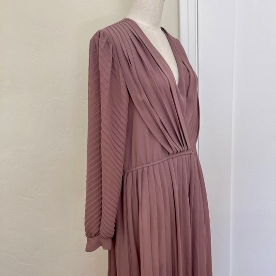 1980's Vintage Sheer Pleated Mocha Brown Secretar… - image 2