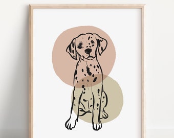 dalmatian drawing, simple dalmatian art, spotted dog drawing, firehouse dog, simple dog print,