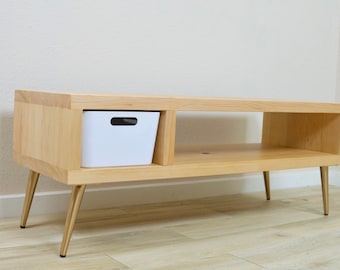 Tavolino con contenitore + Mid Centiry Modern + legno chiaro