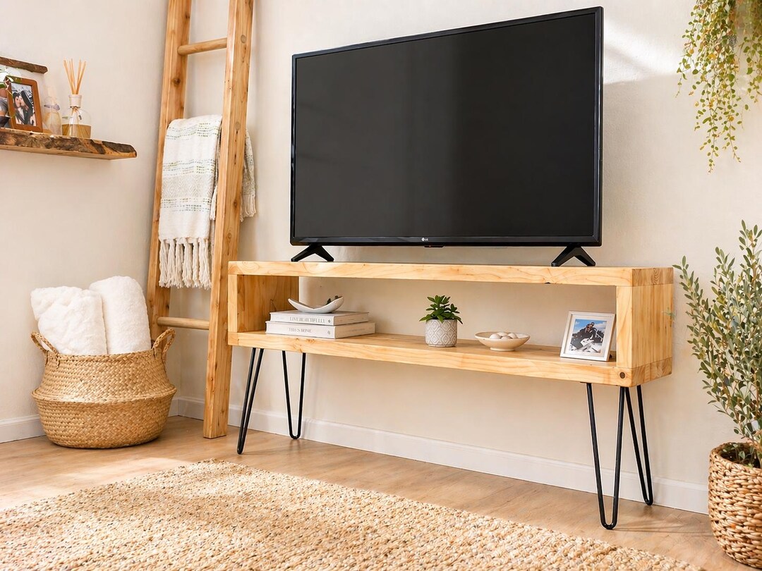 Media Console TV Table With Mid Century Hairpin Legs - Etsy