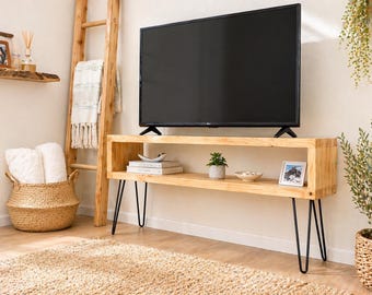 Media Console TV Table With Mid Century Hairpin Legs - Etsy