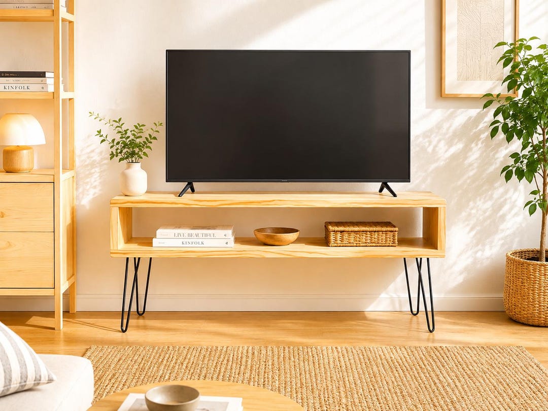 Media Console TV Table With Mid Century Hairpin Legs - Etsy