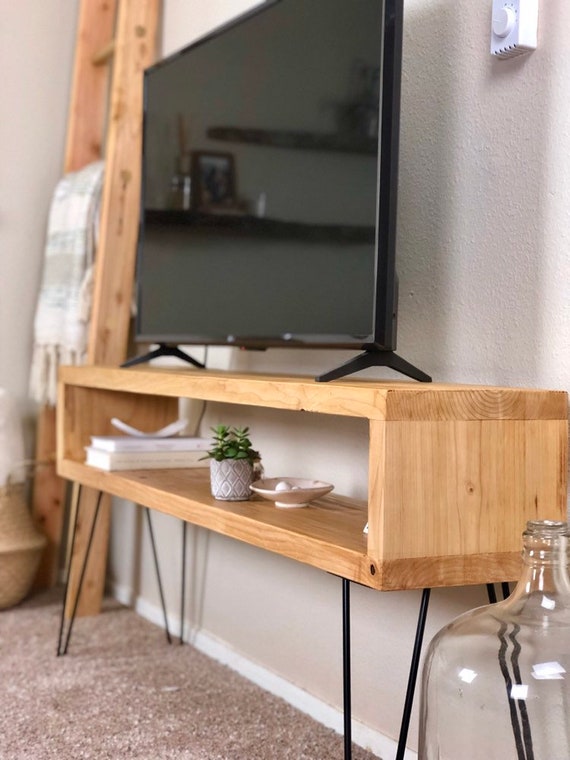 Media Console TV Table With Mid Century Hairpin Legs Etsy