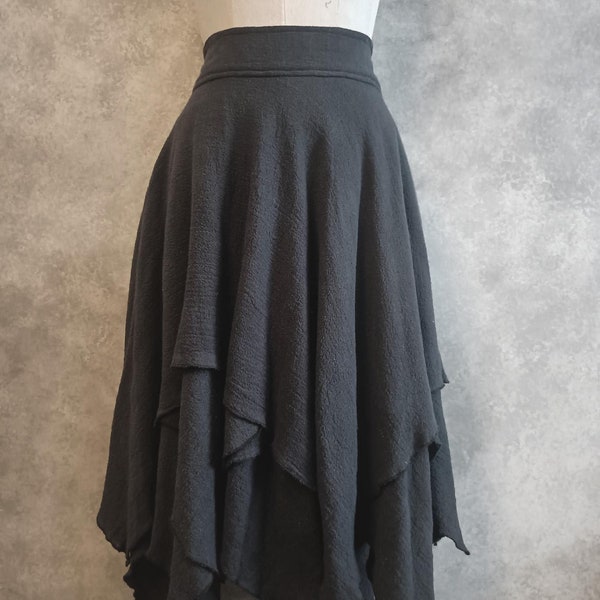 Handkerchief Grunge Skirt -Black, made from dyed cotton dust sheet. Size 14 Large