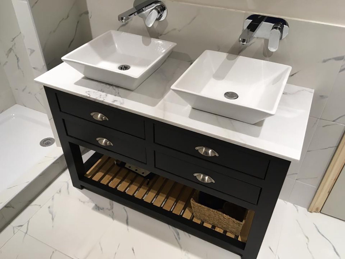 Bespoke Bathroom Vanity Unit with a Quartz worktop. Made to Etsy