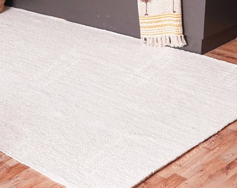 Indian Hand Braided Solid White Boho Jute Rug Custom Size Rug Best Christmas Gift Indian Handmade Jute Rug Home Decor Rugs Moroccan Rug