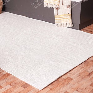 Indian Hand Braided Solid White Boho Jute Rug Custom Size Rug Best Christmas Gift Indian Handmade Jute Rug Home Decor Rugs Moroccan Rug