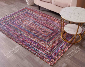 Alfombra de algodón Chindi trenzada a mano, alfombra de área, alfombra rectangular de tamaño personalizado, regalo de Navidad, alfombra Kilim hecha a mano india, decoración del hogar, alfombra marroquí