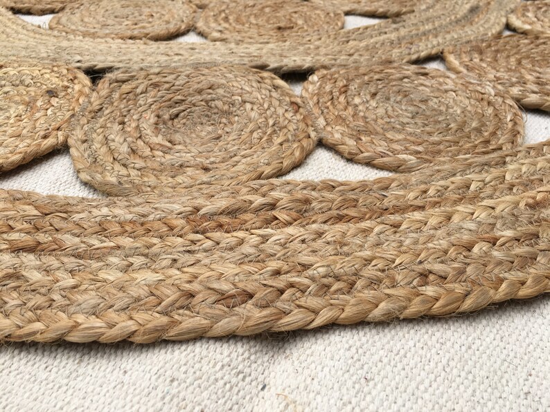 Hand Braided Scalloped Jute Rug Area Round Rug Custom Size Etsy