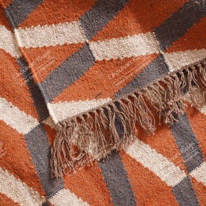Wool Jute Traditional Kilim Rug, Indian Rug, Vintage Rug, Oushak Rug, Vintage Kilim Rugs, Kilim Rug Traditional Jute Kilim Area Rug