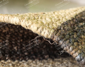 Eco friendly Natural Jute Hemp Runner with Gray Stripes - Ideal for Living Room Decor! Hemp Runner for Living Room, Bohemian Hemp Runner Rug