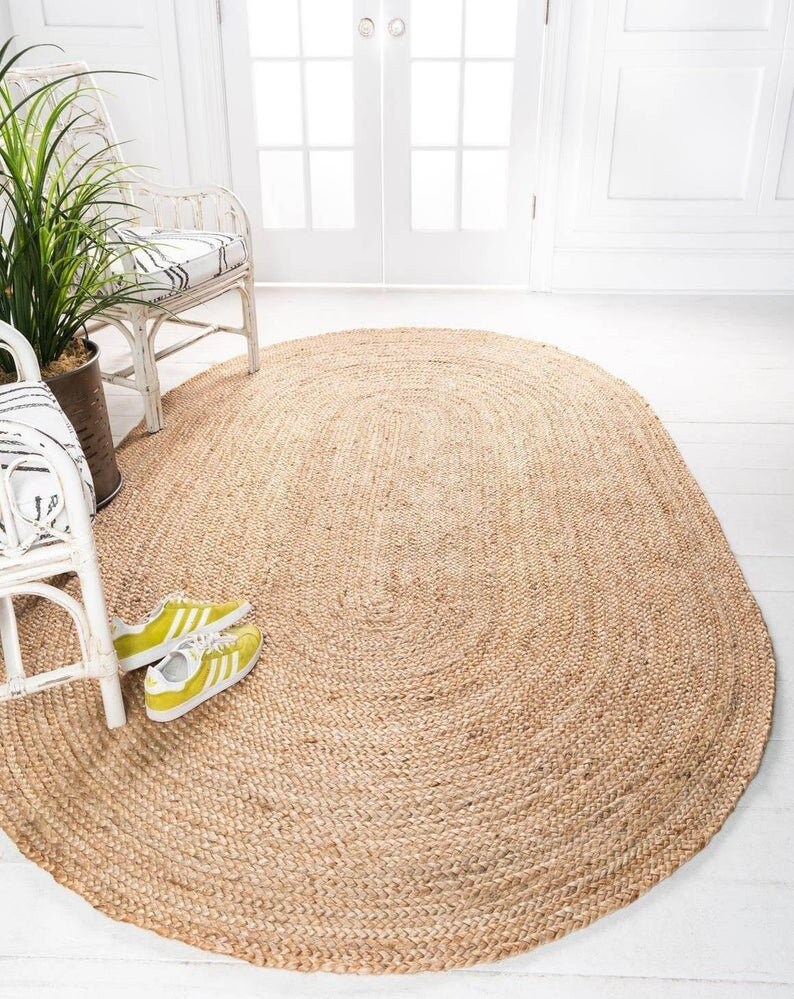 3x5,4x6,6x9,8x10,9x12,10x14 Ft.Indian Jute Oval Rug Natural Jute Rug Door MatHome Decor RugMeditation braided rughemp round rugrag rug