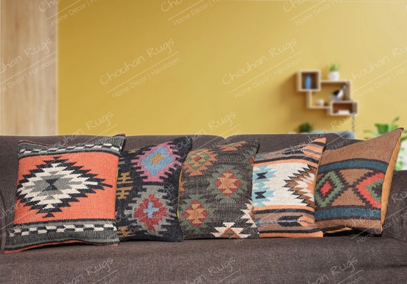 45x45cm designer jute pillowcases, Bench cushion cover, Floor cushion cover, Pure jute Pillow Cover, Handmade Christmas Gifts, Boho Pillow