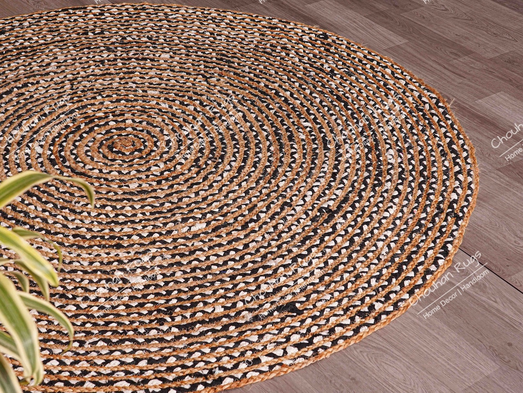 Color Jug Rug Hand Braided Multicolor Round Jute Rug Area Rug Custom Size Rug Soft ...