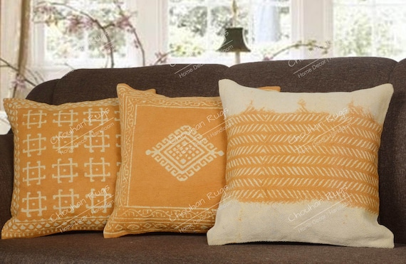Juego de 3 fundas de cojin de algodon estampadas hechas a mano de 45 x 45 cm juego de almohadas decorativas regalos de Navidad fundas bohemias almohadas decorativas fundas de almohada Kilim Etsy Mexic...