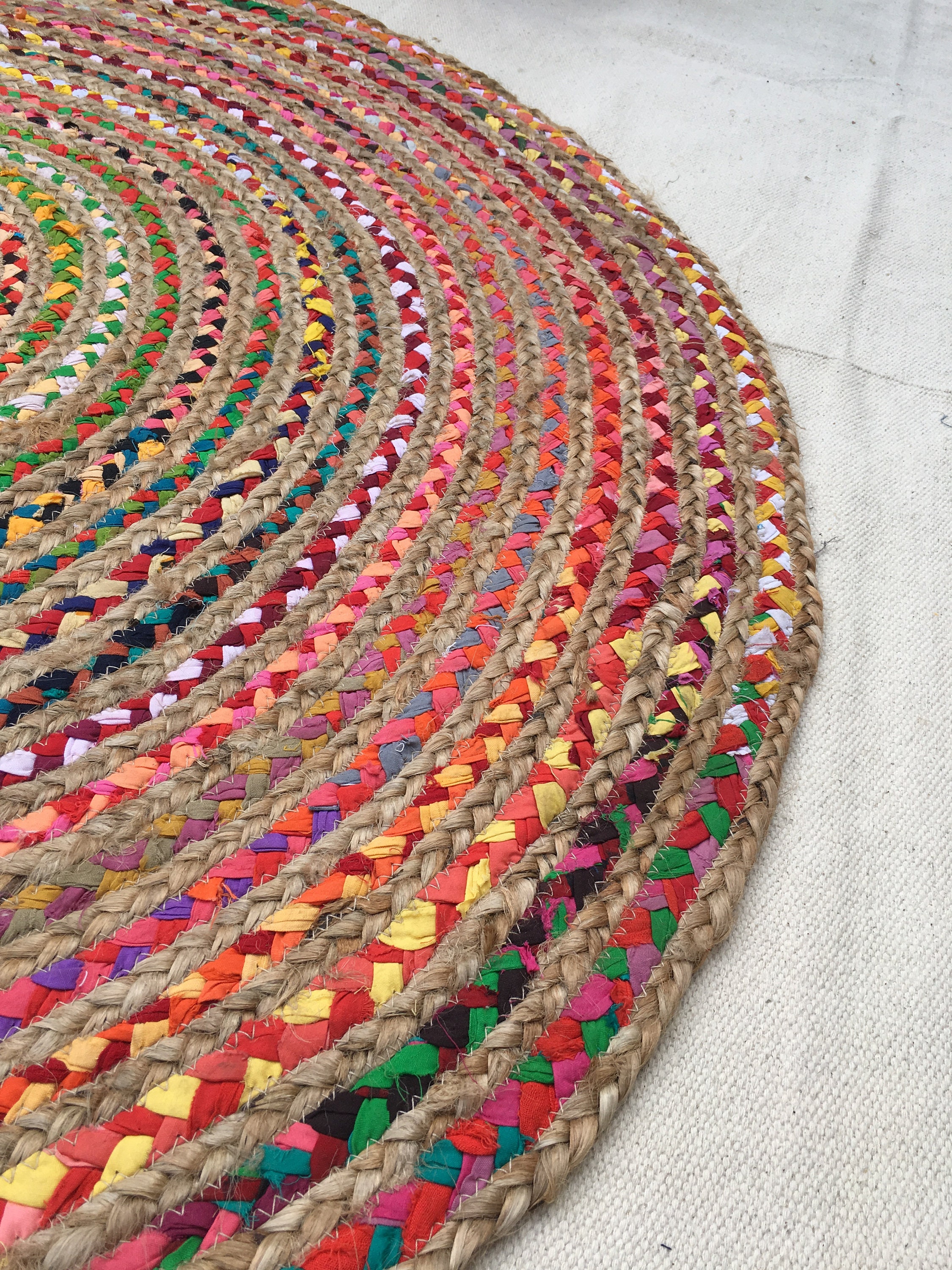 Multi Color jute Area 4x4Ft Home Decor Rugs cotton meditation Etsy