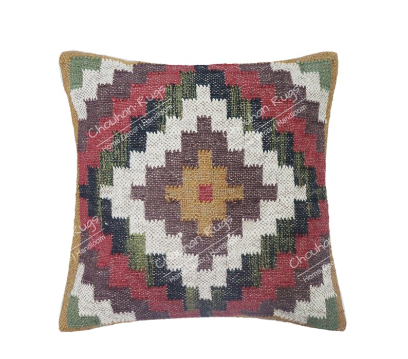 4 Set jute Vintage Kilim Pillow Home Decor Handwoven Turkish Pillow Moroccan Pillow Decorative Throw Pillow Kilim Cushion Cover Jute Pillow zdjęcie 8