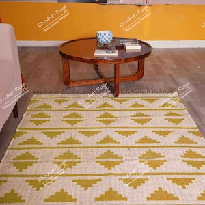 Kilim Rug , Handwoven, Wool and Jute Rug Handmade, Kilim Dhurrie Rug, Motifs, Oriental, Traditional Indian, Geometric, Turkish, gift for her
