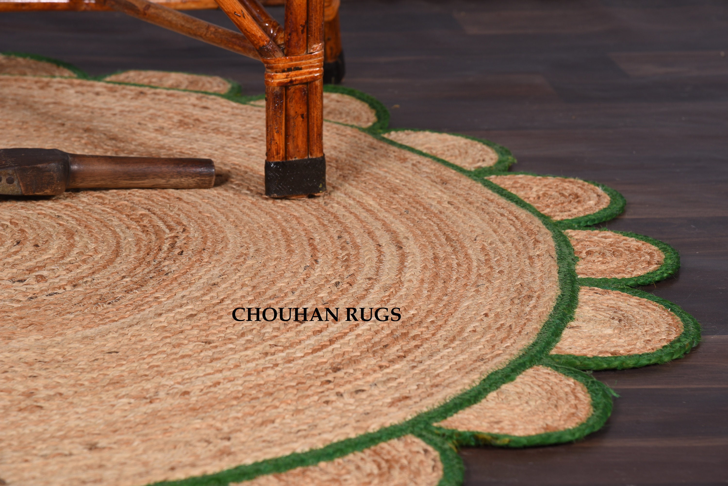 Hand Braided Scalloped Jute Rug Area Round Rug Custom Size Rug Etsy