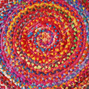 Hand Braided Bohemian Colorful Cotton Chindi Area Rug multi color Home Decor Rugs cotton area rugs Round Rug Home Decor Rag Rug Area Rug