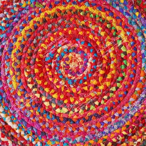 Hand Braided Bohemian Colorful Cotton Chindi Area Rug multi color Home Decor Rugs cotton area rugs Round Rug Home Decor Rag Rug Area Rug