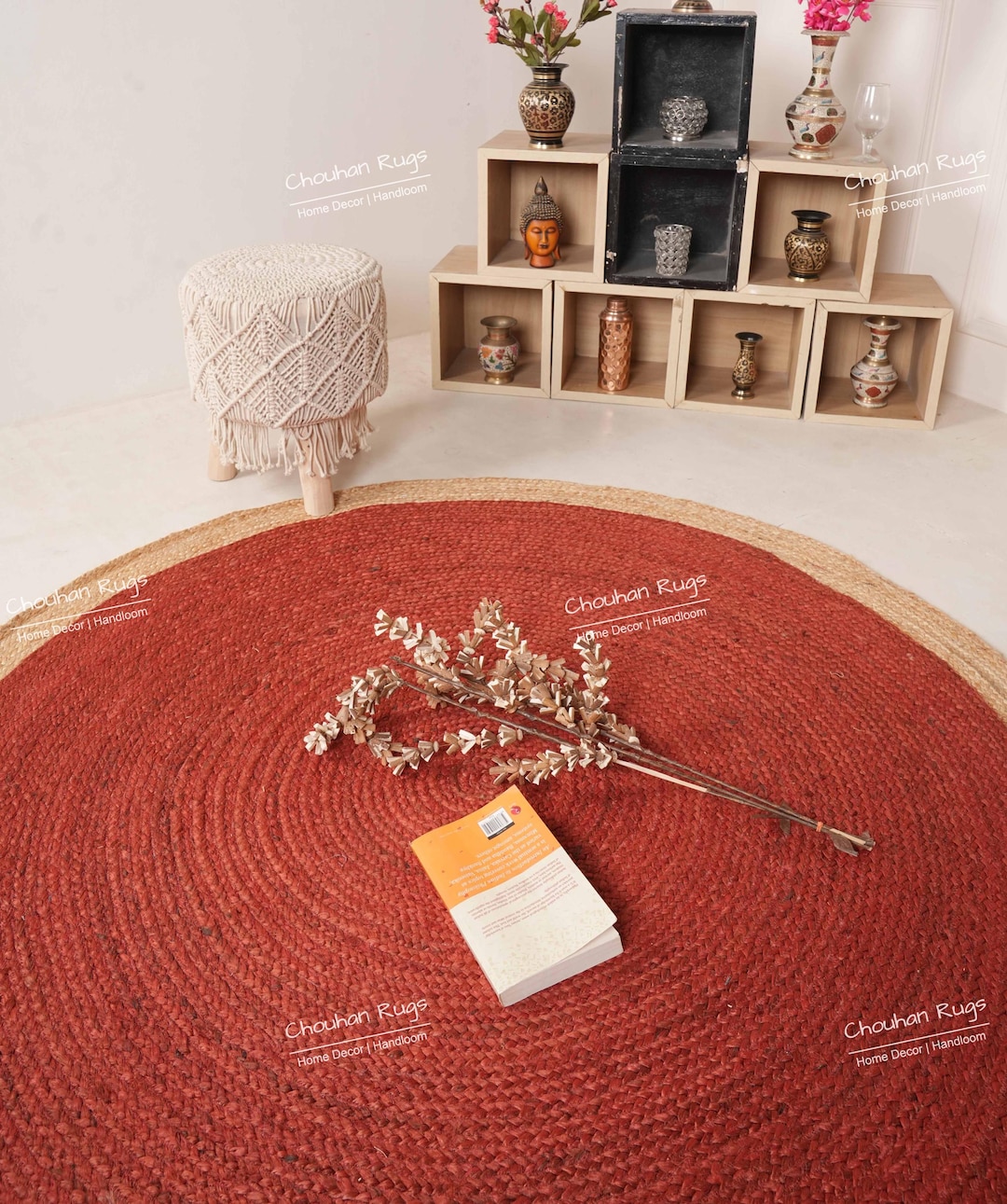 Hand Braided Round Jute Rug Every Color Rug With Natural Border