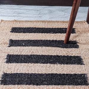 Indischer Handgemachter Streifen Jute-Hanfläufer für Flur-Dekor Türkischer Jute-Hanfläufer Schöner Hanfteppich für Wohnzimmer-Gebiet Hanfteppich