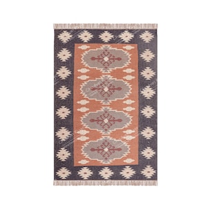 Kilim Rug, Handwoven, Wool and Jute Rug Handmade, Kilim Dhurrie Rug, Traditional Indian jute Area rug kilim jute rug , gift for her