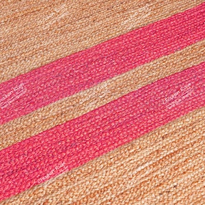 Hand Braided Natural Jute Rug with Every Color Stripes Jute Area Rug Custom Size and Color