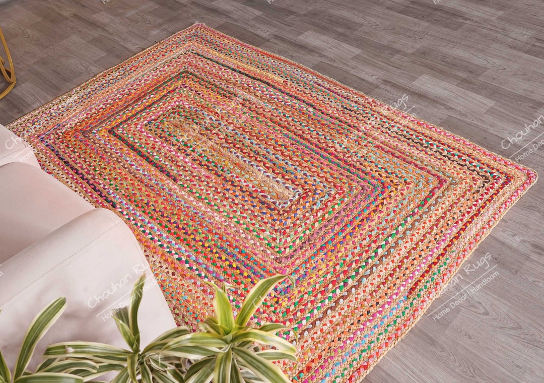 Handmade Jute and Cotton Braided Rug, Custom Size Available, Boho Home ...