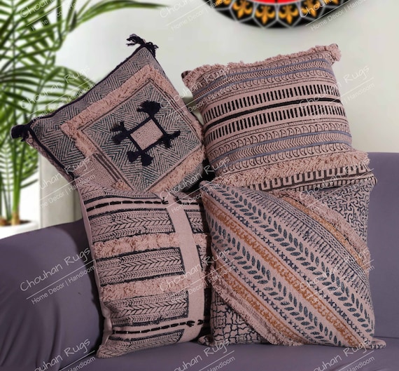 Set di 4 federe per cuscini a forma di coniglietto, stile rustico
