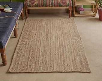 Custom Size Hand Braided Natural Jute Rug/Runner, Large Area Rug, Boho Decor Rug, Home and Living Room Rug, Handmade Jute Rug, Vintage Rug