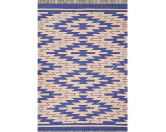Alfombra Kilim, tejida a mano, de lana y yute, hecha a mano, Kilim Dhurrie, motivos, oriental, tradicional india, geométrica, turca, hogar