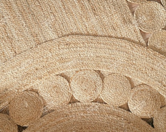 Scalloped Handmade Braided Natural Jute Round Rug Round Area Rug Rustic Round Rug Eco Friendly Rug Large Turkish Rug Home Decor Rugs