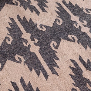 Abstract modern rug large Moroccan rug 8 X 10 Feet Beige Black Wool Jute berber rug Moroccan area rug