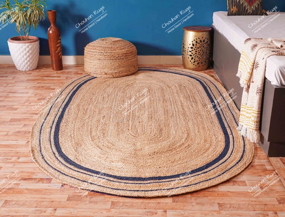 Natural Rustic Oval Jute Rug, Living Room Rugs