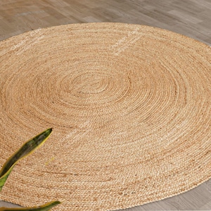 Indian Handmade Natural Round Jute Rug Bedside Round Rug Circle Rug New Home Gift Boho Home Decor Patio Rustic Round Rug Table Round Rug