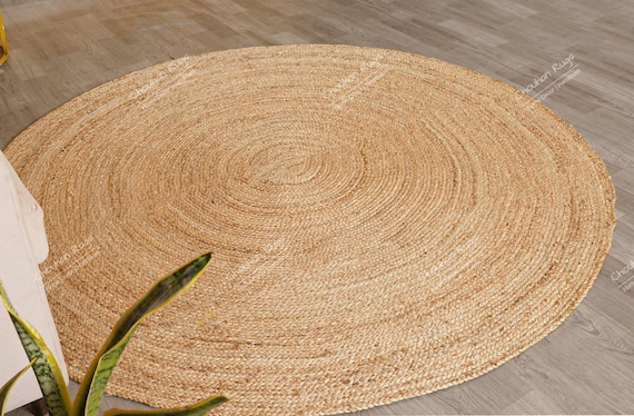 Indian Handmade Natural Round Jute Rug Bedside Round Rug Circle