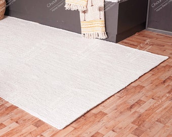White Boho Jute Rug Natural Jute Rug Bohemian Rug Hand Braided Jute Rug Custom Rug Moroccan Rug Large Area Rug Handmade Jute Rug
