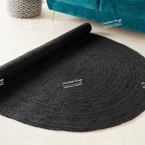 Handmade Solid Various Color in Oval Shape Jute Rug Boho Living Room Decor Oval Jute Rug Custom Size/Color Gift for her Braided Oval Rug