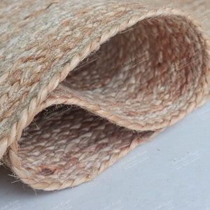 Indian Handmade Braided Custom Size Natural Jute Rug and Runner Living Room Rug Warm Vintage Rug Rectangle Jute Carpet Turkish Runner Rug