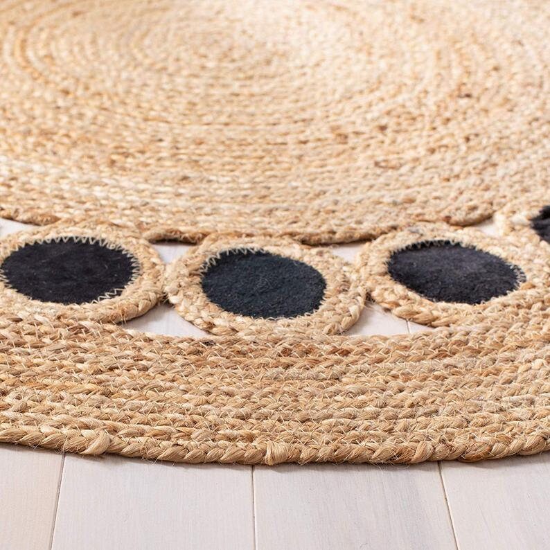 Hand Braided Scalloped Jute Rug Area Round Rug Custom Size Etsy
