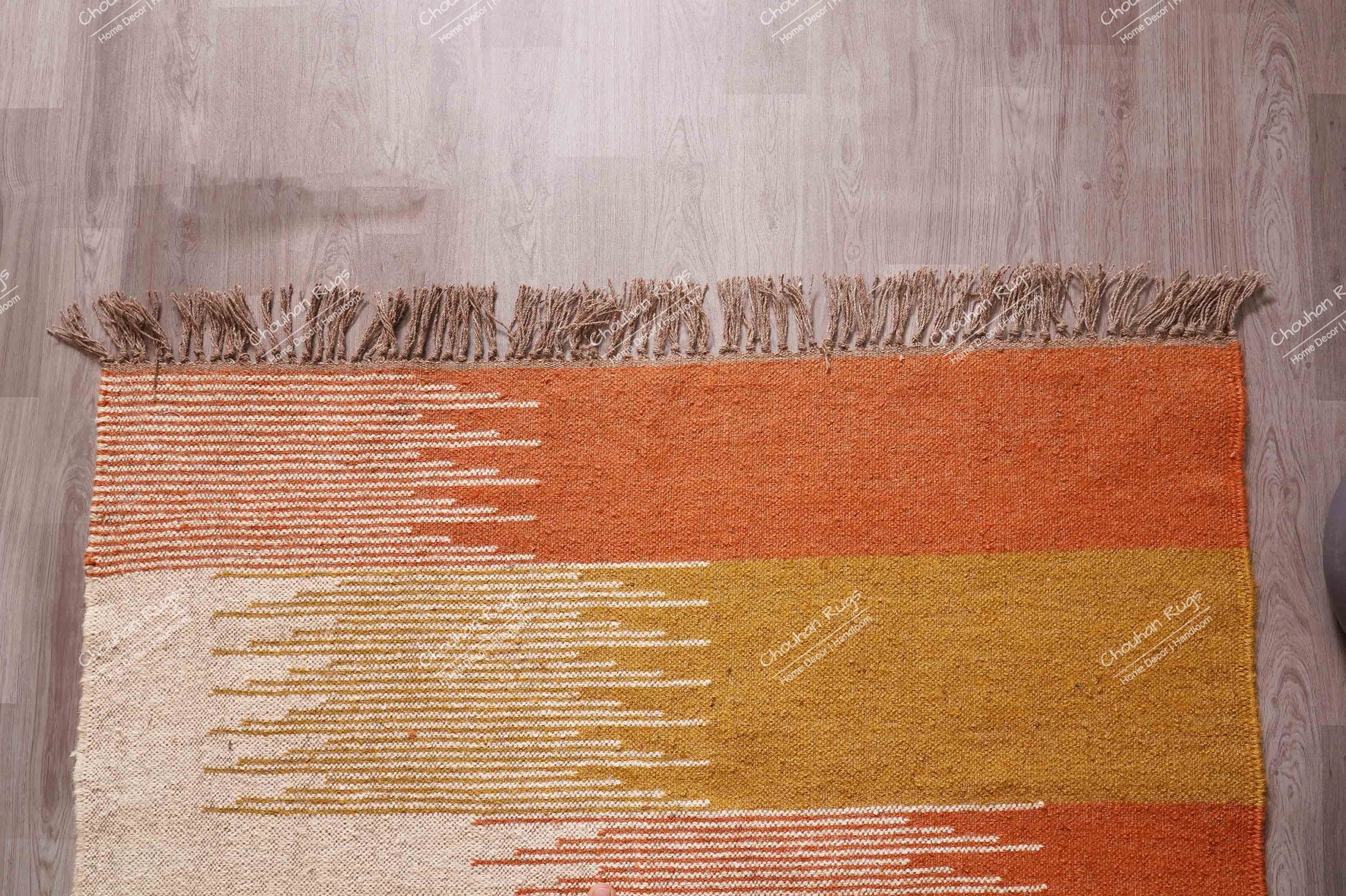 Wool Jute Traditional Kilim Rug, Indian Rug, Vintage Rug, Oushak Rug, Vintage Kilim Rugs, Kilim Rug Indian Handwoven Wool Jute Rug Dhurrie
