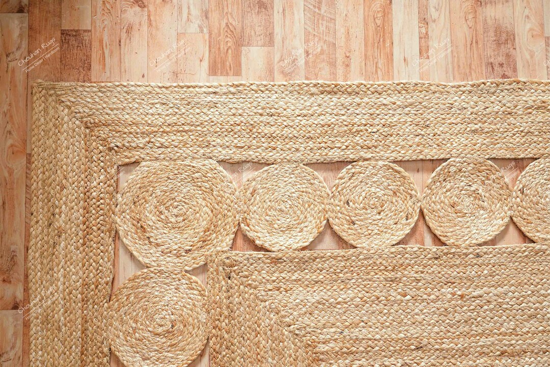 Indian Handwoven Square Jute Rug, Square Yoga Mat, Bohemian Rectangle ...