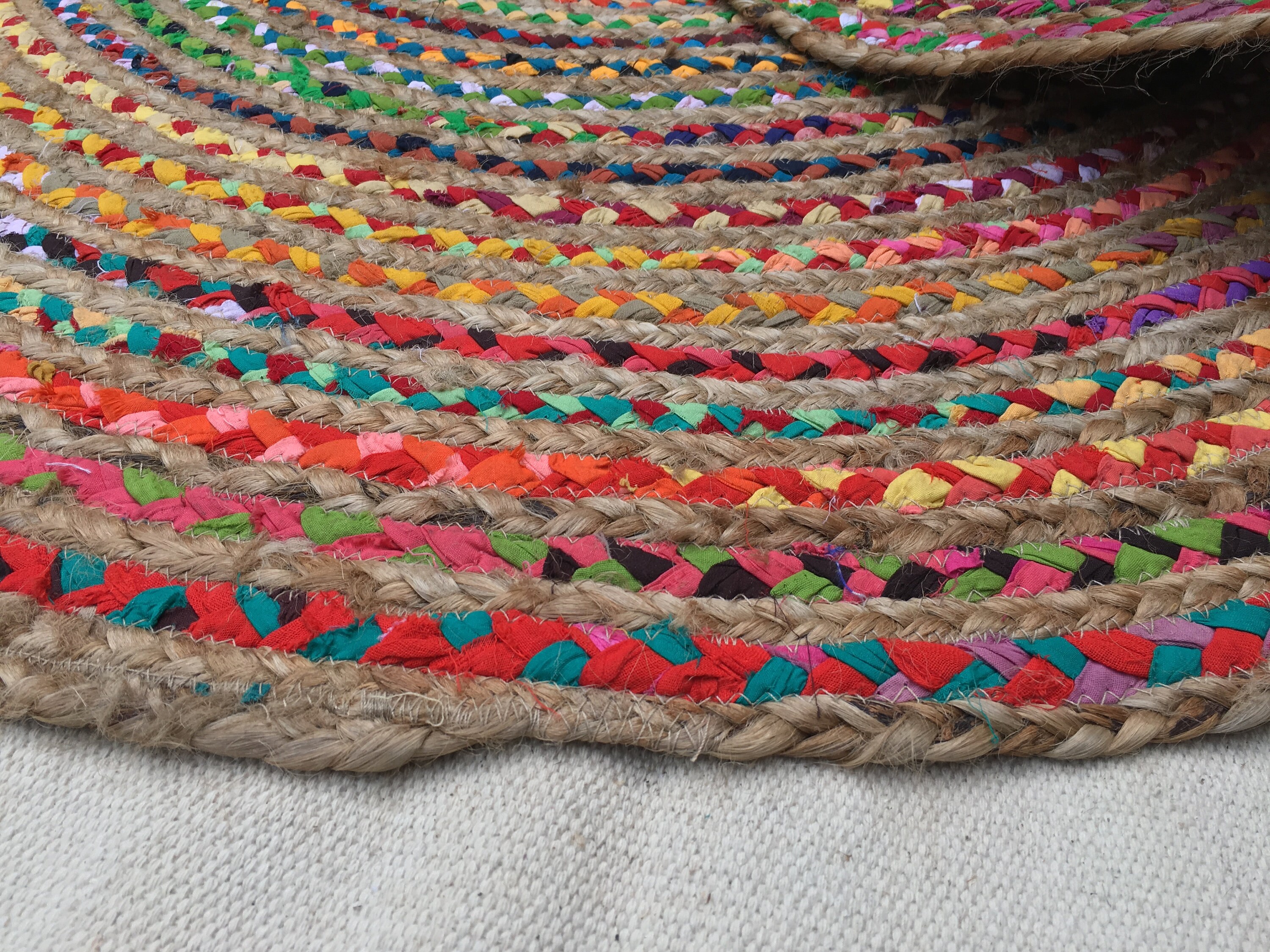 Multi Color jute Area 4x4Ft Home Decor Rugs cotton meditation Etsy