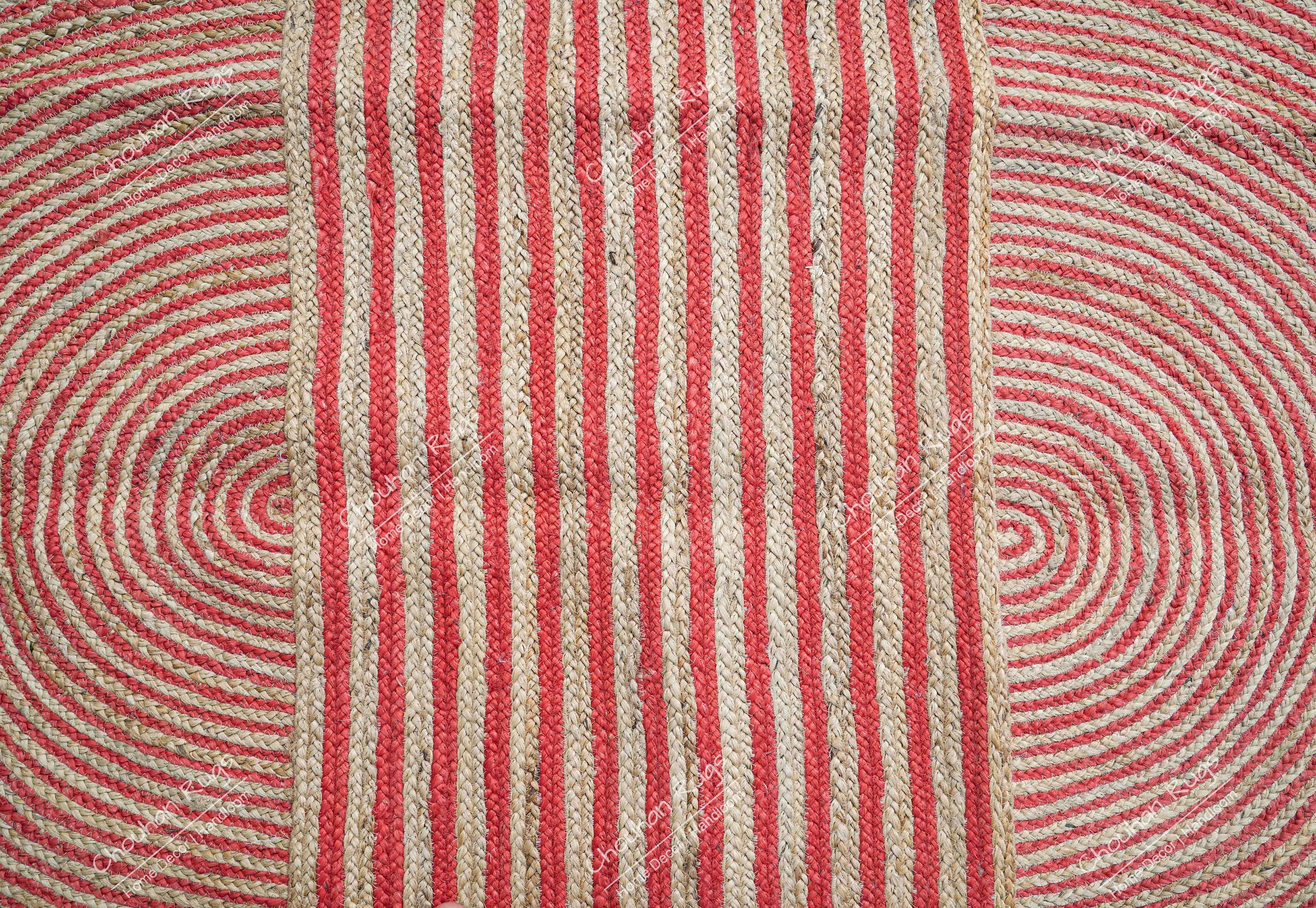 Indian Rug Design Red Indian Traditional Design Hand Braided Natural Oval Jute Rug With Red ...