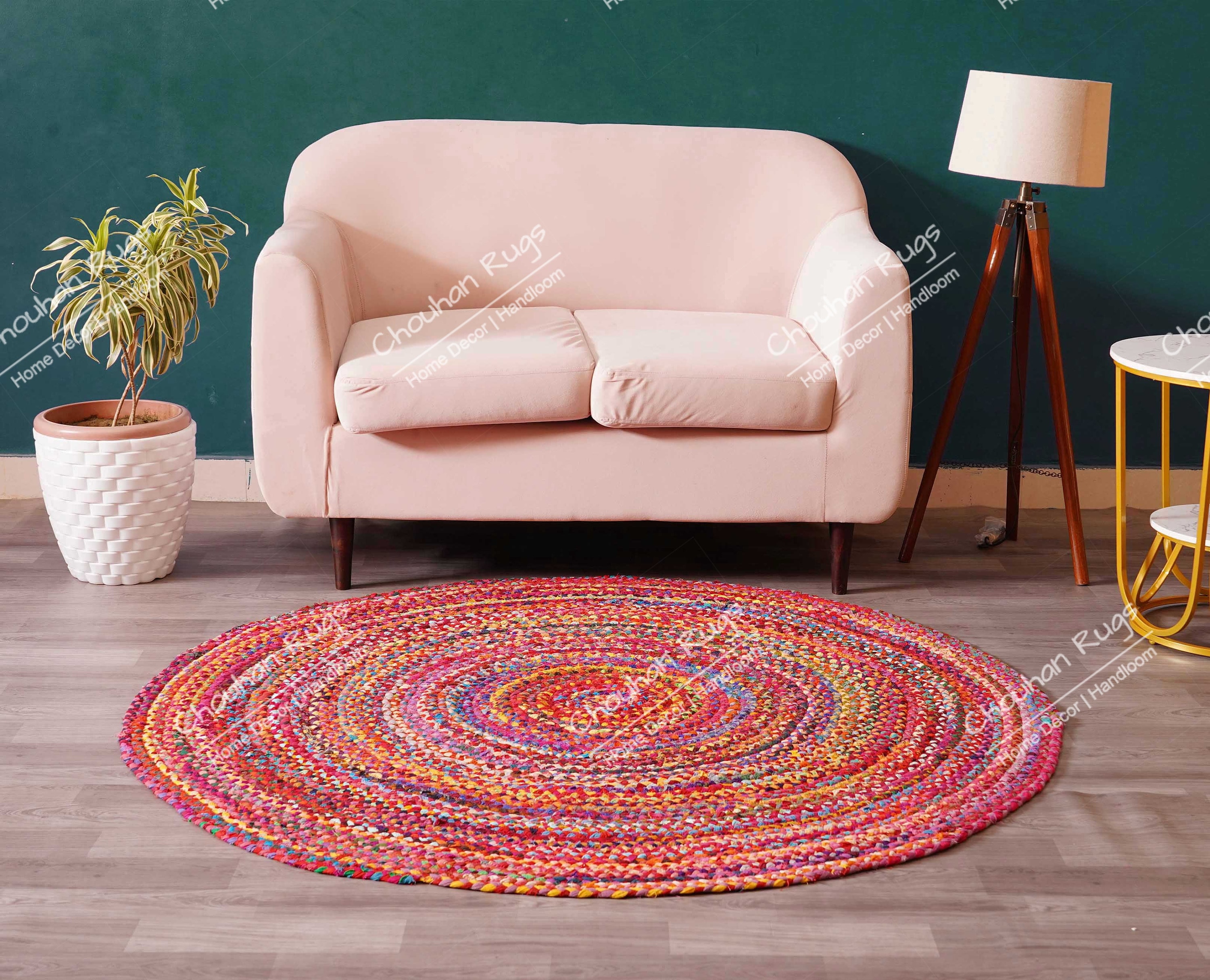 Tappeto Chindi intrecciato fatto a mano, in cotone, multicolore