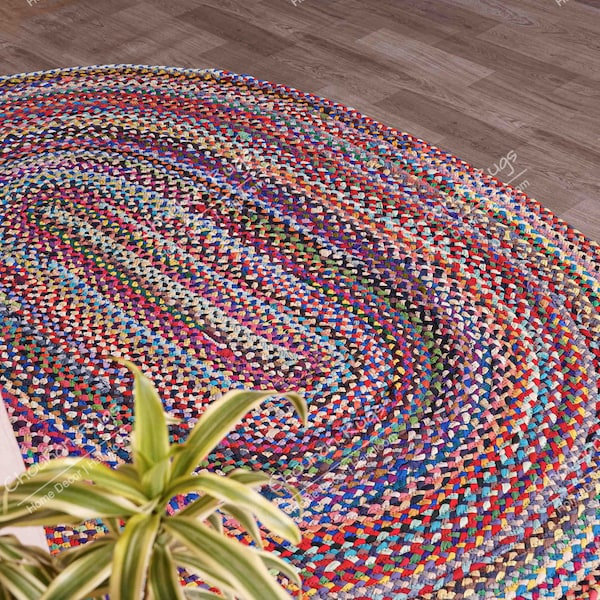 Colorful Braided Rug Etsy