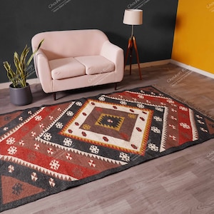 Handmade Wool and Jute Rug , Kilim Dhurrie Rug, Traditional Indian/WOOL JUTE RUGS