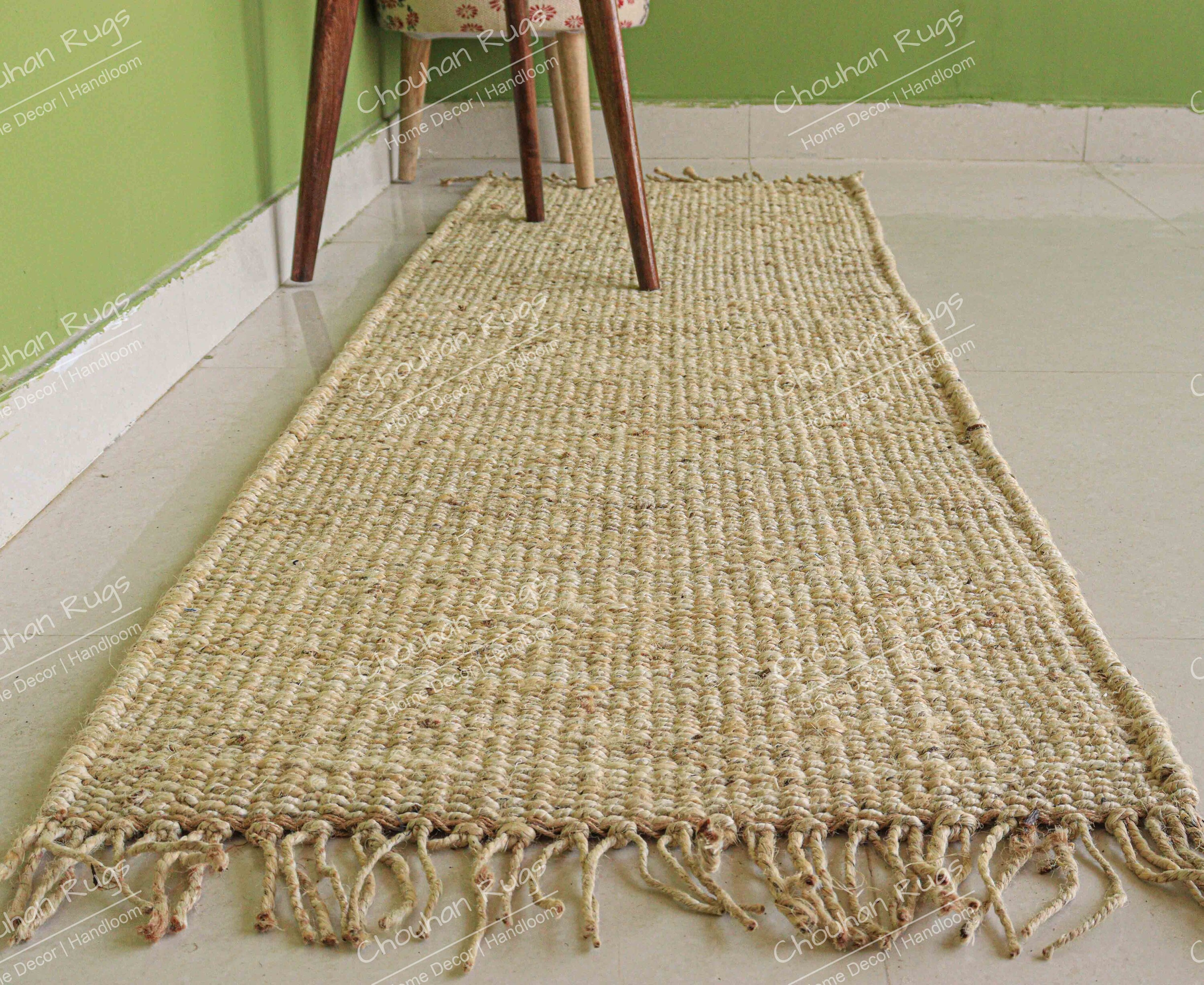 Hand Loom Natural Hemp Jute Runner Rug Handmade 2x6 Feet Jute Rug